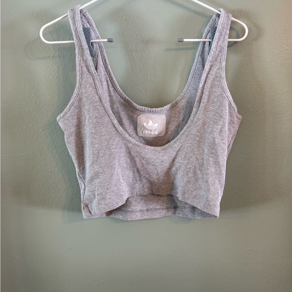 Adidas Heather Gray Ribbed Tank - Picture 2 of 3